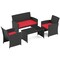 4-Piece Outdoor Wicker Patio Sofa Set with Loveseat Single Chairs Coffee Table Included Cushions